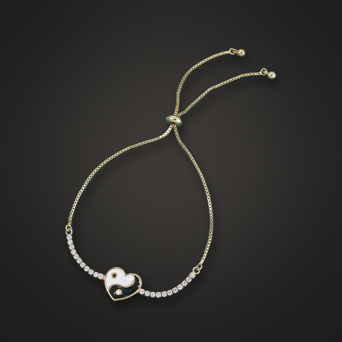 Golden Heart Adjustable Zircon Bracelet - Elysian Bijoux