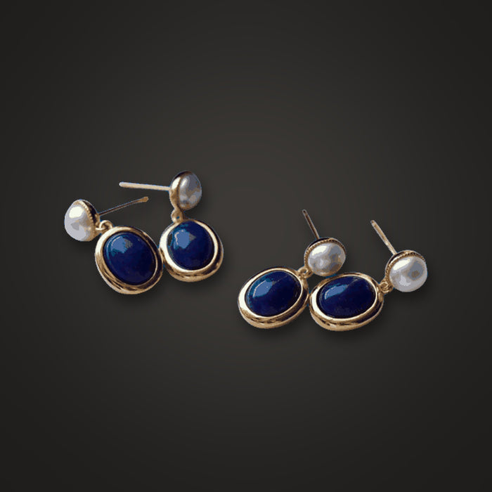 Midnight Blue Lapis Earrings (925 Sterling Silver) - Elysian Bijoux