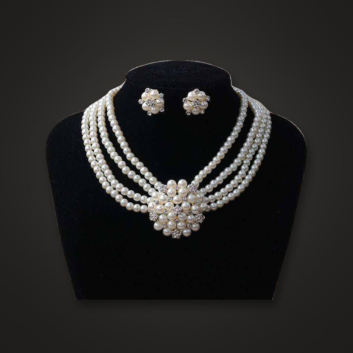 Eterna Bloom Pearl & Flower Bridal Jewellery Set - Elysian Bijoux