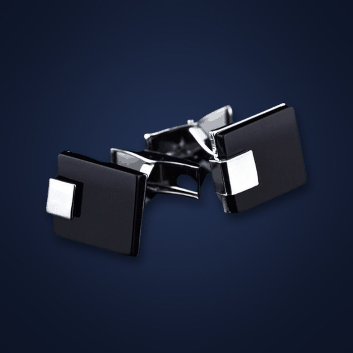 Obsidian Élite Black Agate Cufflinks - Elysian Bijoux