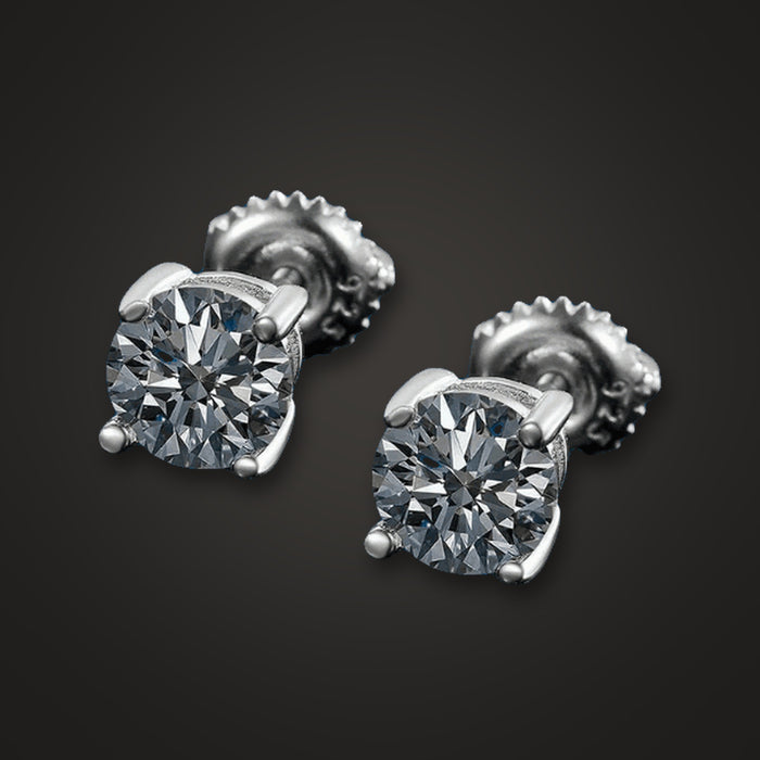 Radiant Claw Moissanite Stud Earrings (925 Silver – 1CT / 2CT) - Elysian Bijoux